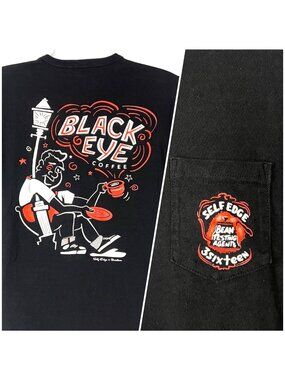 Self Edge 3Sixteen Black Eye Coffee Mens Pocket T-Shirt size Small 37x25 Denver